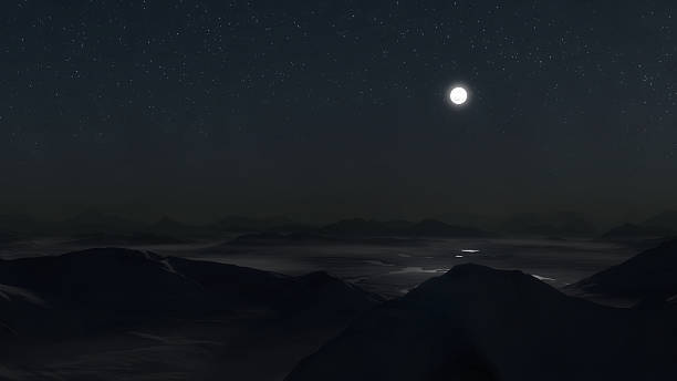 istock idyllic foggy landscape in a dark starry night 608622108