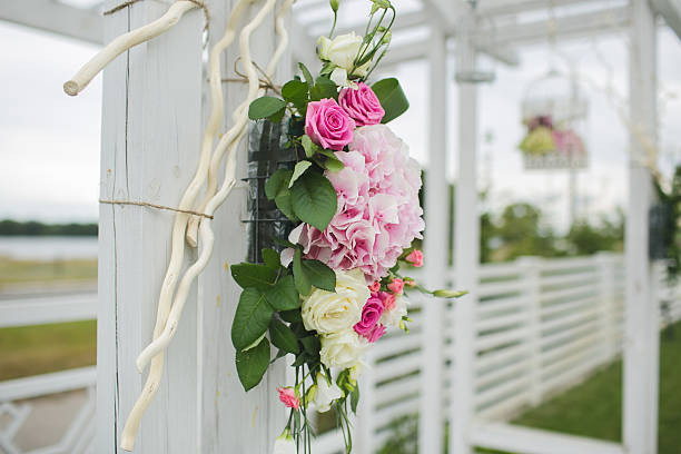 istock Flowers decorate a beautiful wedding 608631086