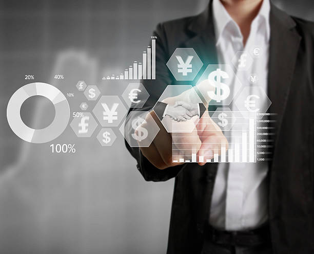 istock financial symbols coming from hand 608633368