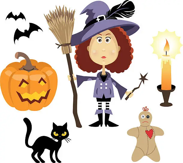 Vector illustration of Halloween characters