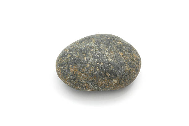istock Single simple black natural stone isolated on white background 608638134