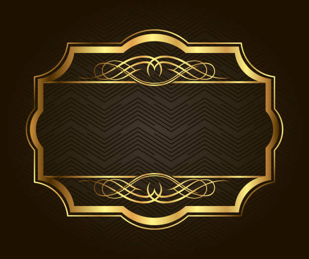 istock Golden frame for placing your picture or text behind. Vintage 609030676