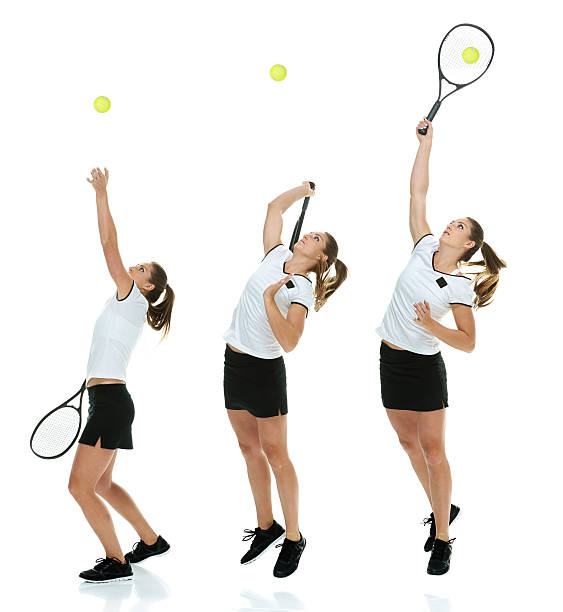 istock Female tennis player serving the ball 609030994