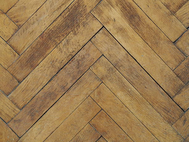 istock Vintage plain wooden parquet floor 609032280