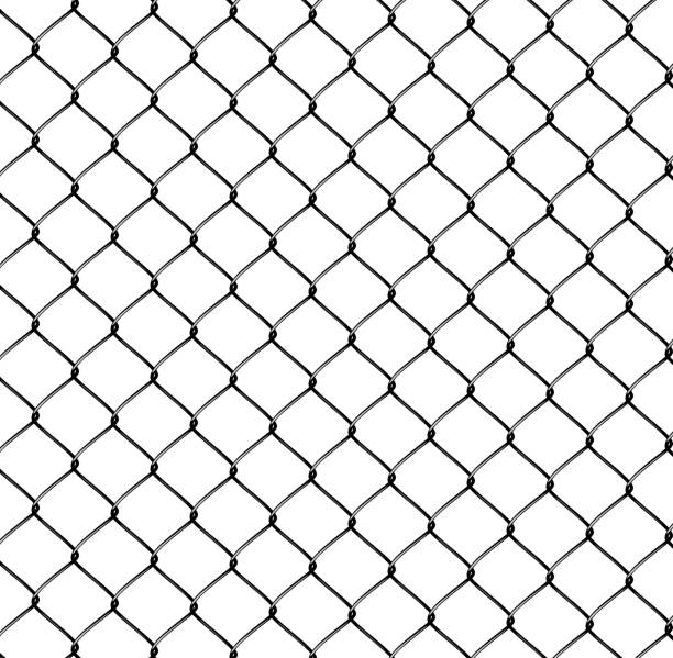 illustrazioni stock, clip art, cartoni animati e icone di tendenza di rete realistica in acciaio - topics barbed wire fence chainlink fence