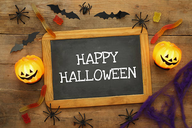istock Halloween holiday concept top view 609039012