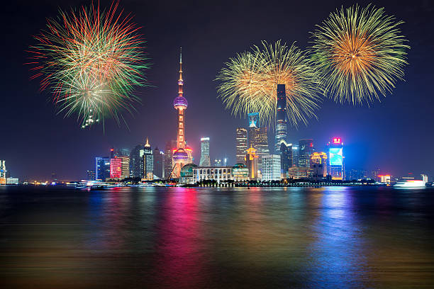 istock Fireworks in Shanghai, China celebration National Day 609039016