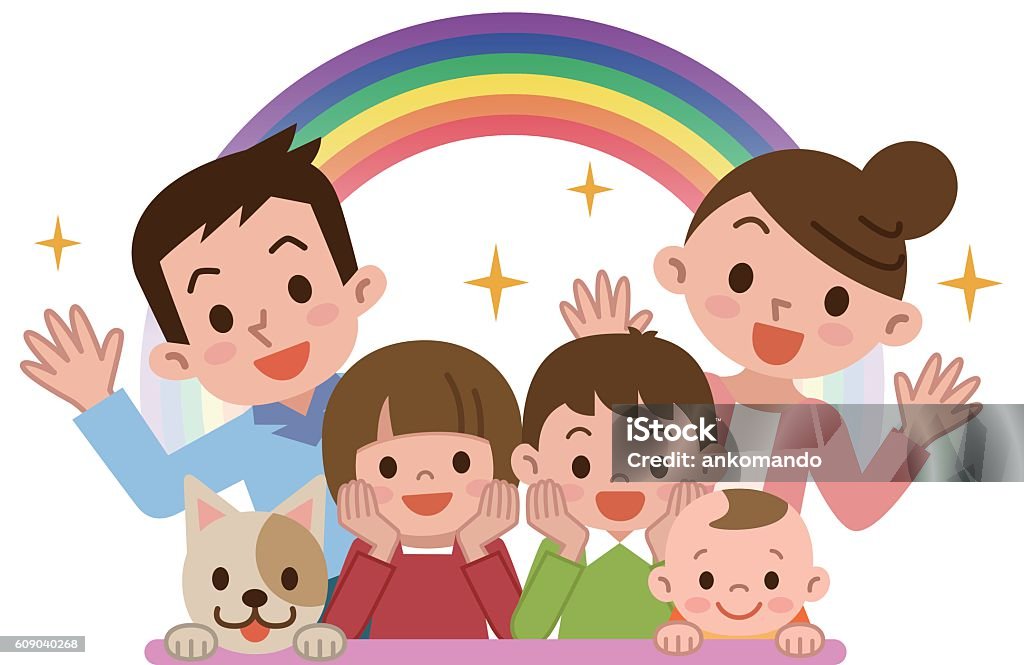 행복한 가족의 일러스트 가족에 대한 스톡 벡터 아트 및 기타 이미지 - 가족, 개, 남자 - Istock