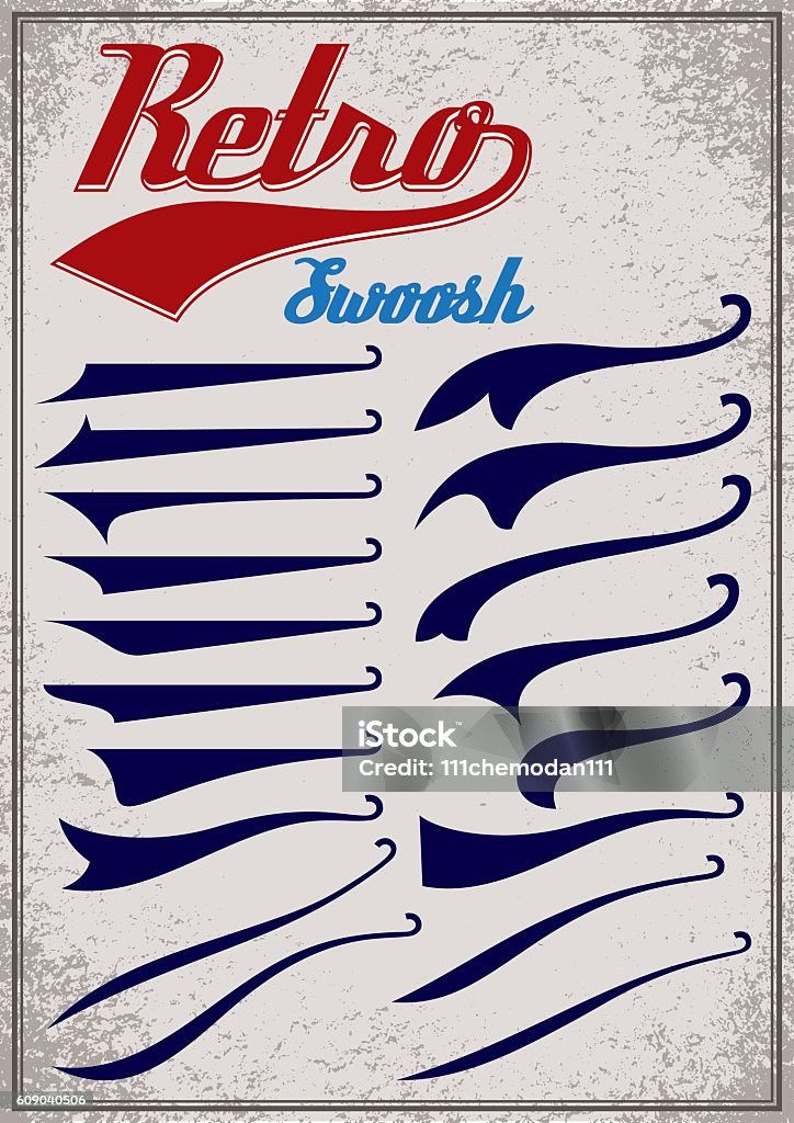 calligraphic elements for design inscriptions in retro style. Big set of calligraphic elements for decor or design inscriptions in retro style. Splashes for retro style inscriptions. Vector illustration. Baseball Bat stock vector