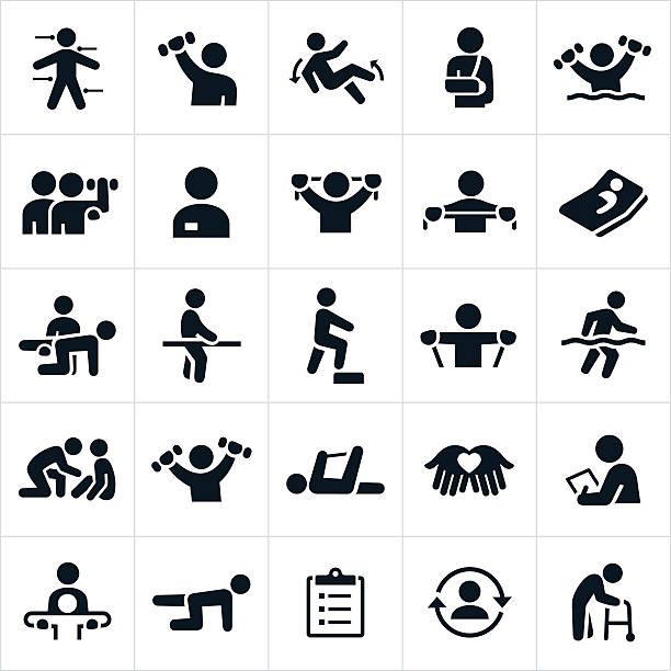 stockillustraties, clipart, cartoons en iconen met physical therapy icons - alternatieve therapie
