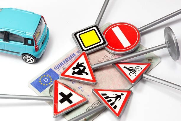 Collection of Polish traffic signs giving information about lane usage.