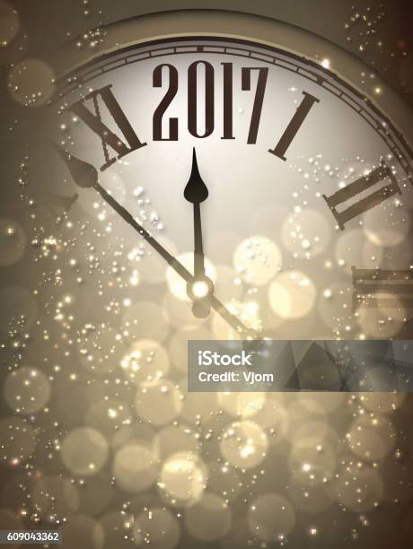 Ilustración de 2017 Fondo De Año Nuevo Con Reloj y más Vectores Libres de Derechos de Año nuevo - Año nuevo, 2017, Blanco - Color