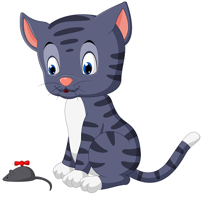 Cute Cat Cartoon Playing Mouse Stock Illustration - Download Image Now -  Animal, Animal Body Part, Animal Hair - iStock