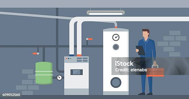 Boiler Room Stock Illustration - Download Image Now - Furnace, Boiler, Repairing