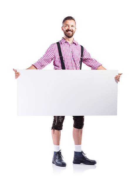 handsome hipster man in traditional bavarian clothes, studio sho - studio sho imagens e fotografias de stock