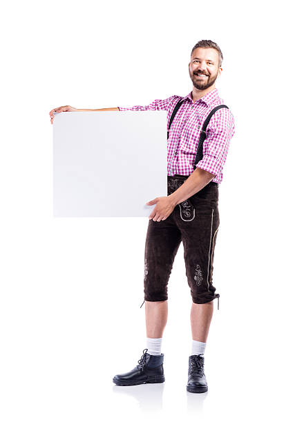 handsome hipster man in traditional bavarian clothes, studio sho - studio sho imagens e fotografias de stock