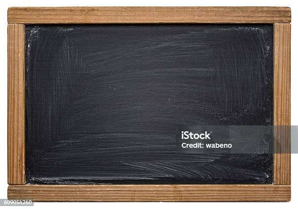 School Blackboard Isolated On White Stock Photo - Download Image Now - Chalkboard - Visual Aid, Retro Style, Chalk - Art Equipment