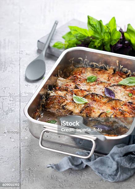 Casserole With Meat Eggplant And Cheese Stock Photo - Download Image Now - Moussaka, Casserole, Meat