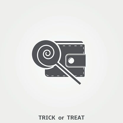 Wallet with lollipop. Trick or treat Halloween icon.
