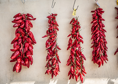 Chillies for sale, Tropea, Calabria region, italy