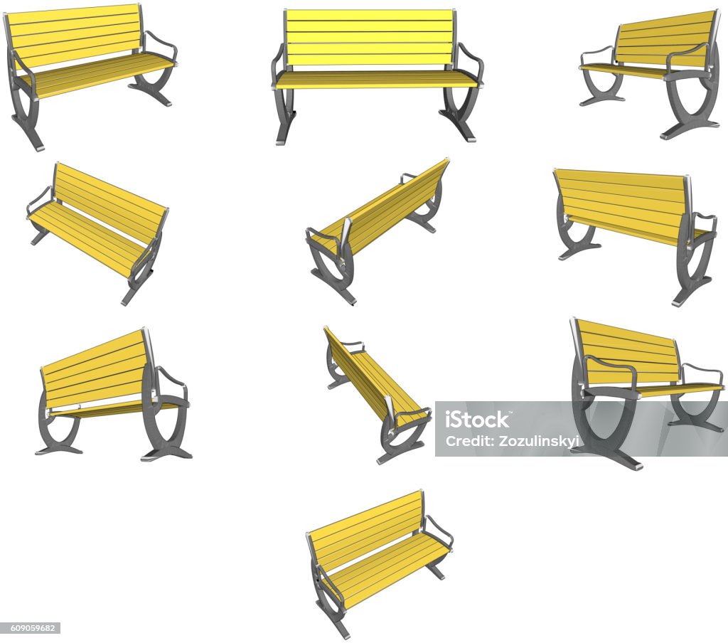 Bench Vector Graphics Set Wooden Bench On White Vector Stock Illustration - Download Image ...