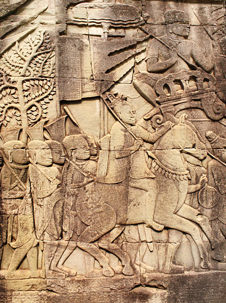 istock Wall carving of Prasat Bayon Temple, Angkor Wat complex 609062144