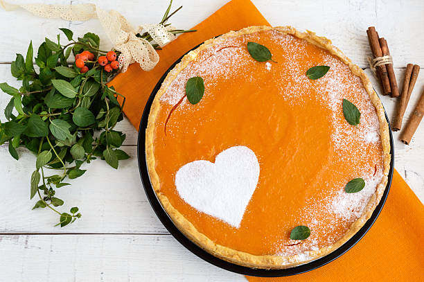 istock Sweet pumpkin pie on a white background. 609072794