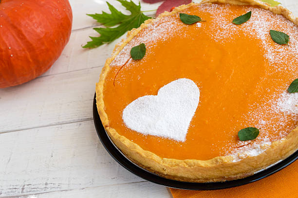 istock Sweet pumpkin pie on a white background. 609073186