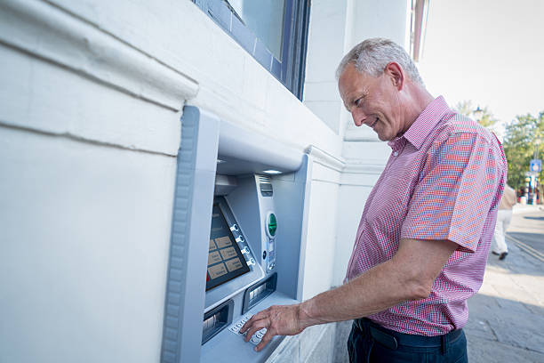 istock Man withdrawing money from an ATM 609073416