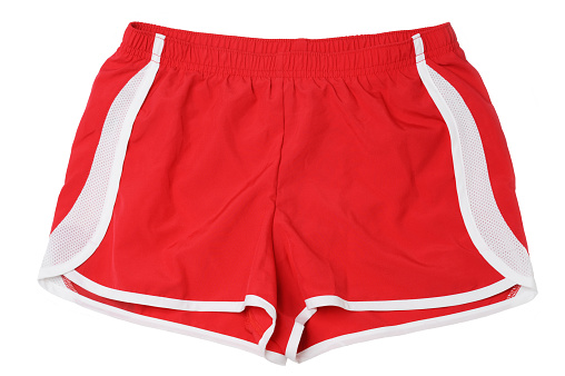 Red Running Fitness Athletic Wear Shorts on White