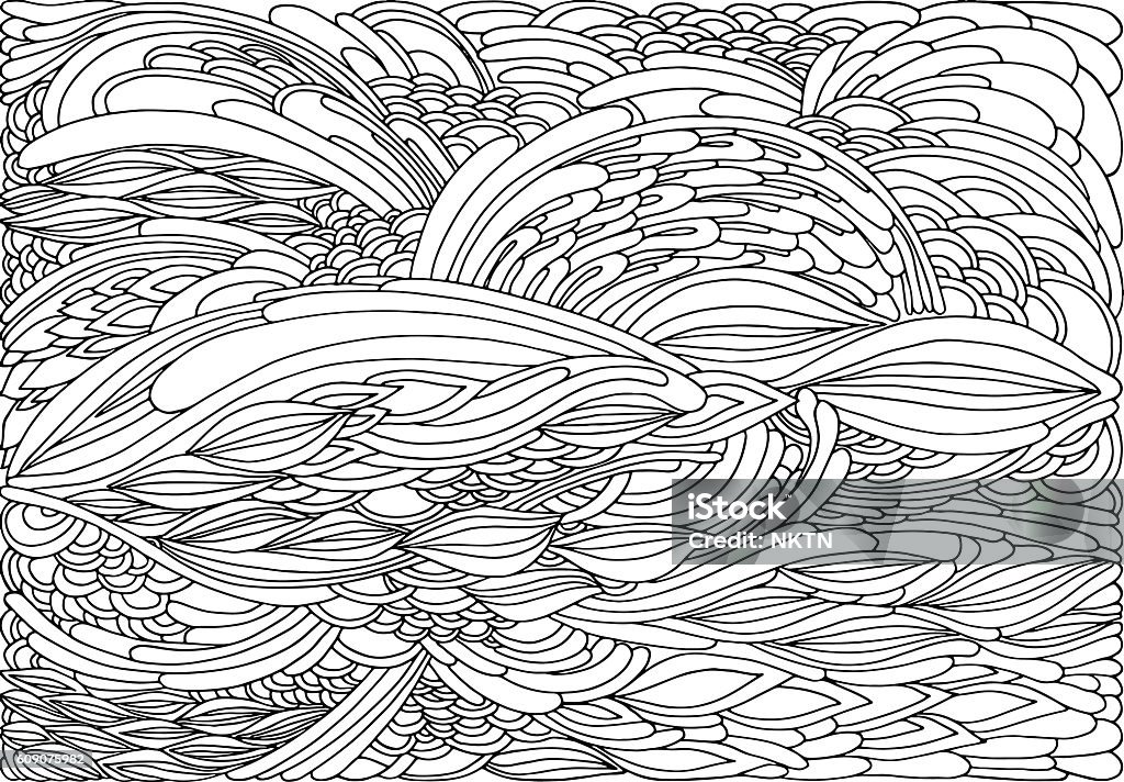 Coloring page abstract waves Background with abstract waves. Black and white doodle vector illustration. Coloring book for adult and older children. Coloring page. Outline drawing. Adult stock vector