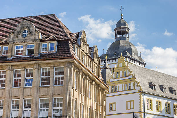 Old buildings in the historical center of Paderborn stock photo