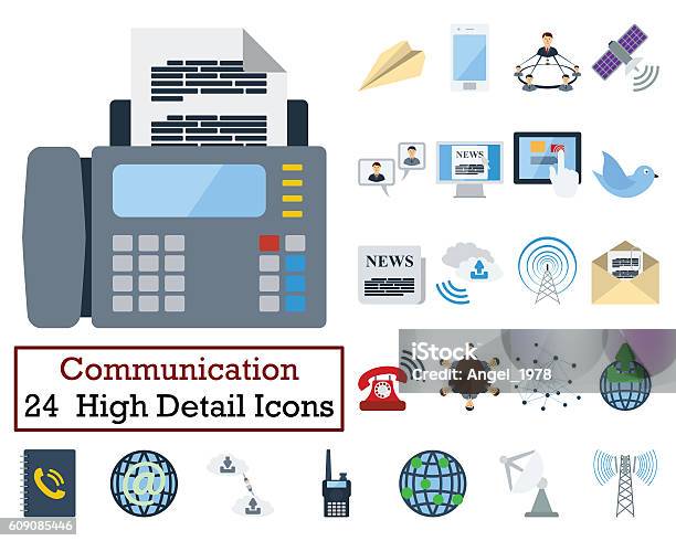 24개의 통신 아이콘 세트 아이콘 세트에 대한 스톡 사진 및 기타 이미지 - 아이콘 세트, 개체 그룹, 교환