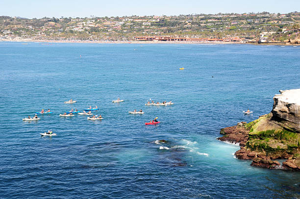 kayaking in la jolla, near san diego, california - san diego california san diego bay fun bay imagens e fotografias de stock