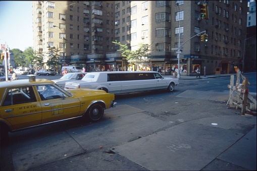 New York City, NYS, USA. New York Street Scene with a Strech-Limousin, 1978.