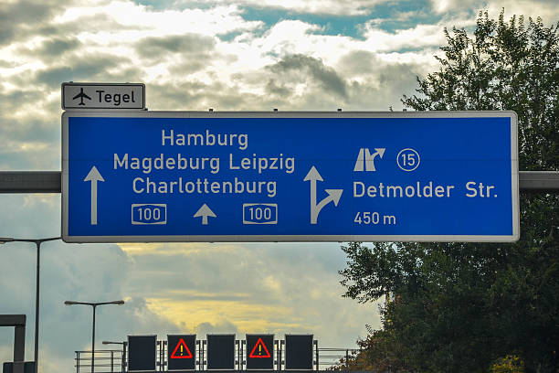 istock Highway road sign in Berlin 609088874