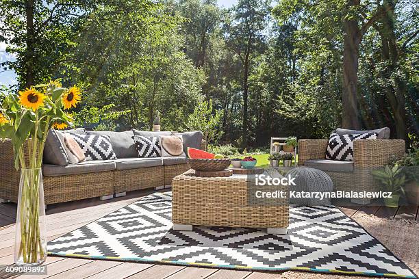 Outdoor Relax In Luxurious Style Stock Photo - Download Image Now - Outdoors, Patio, Furniture
