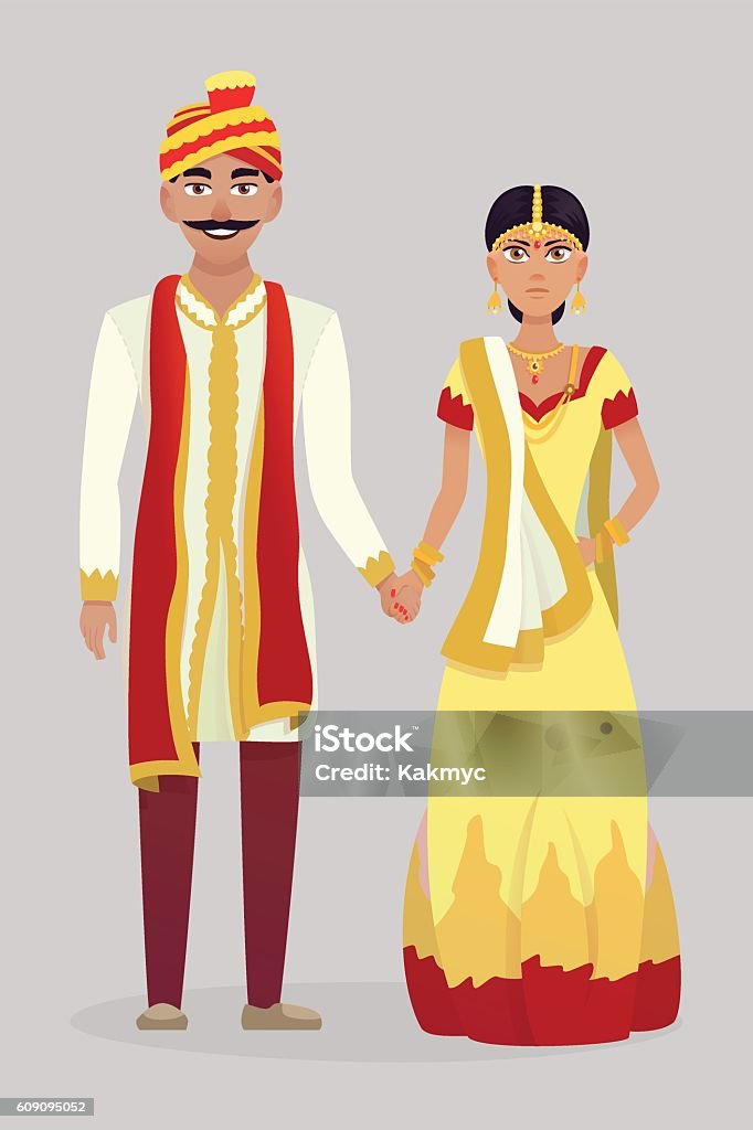 Cartoon Indian Wedding Couple Stock Illustration - Download Image Now -  Adult, Arts Culture and Entertainment, Bracelet - iStock