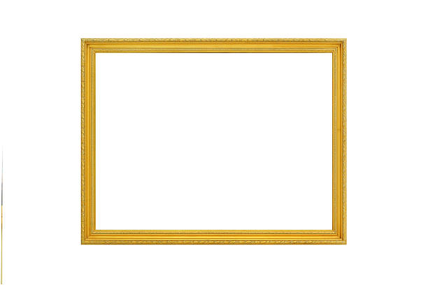antique golden picture frame isolated on white stock photo