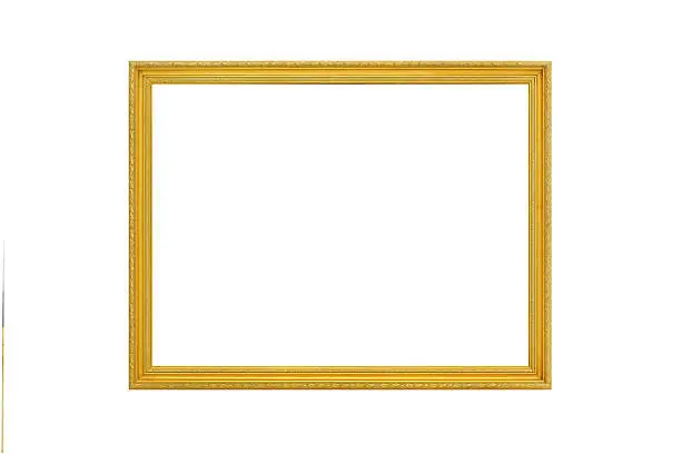 antique golden picture frame isolated on white background
