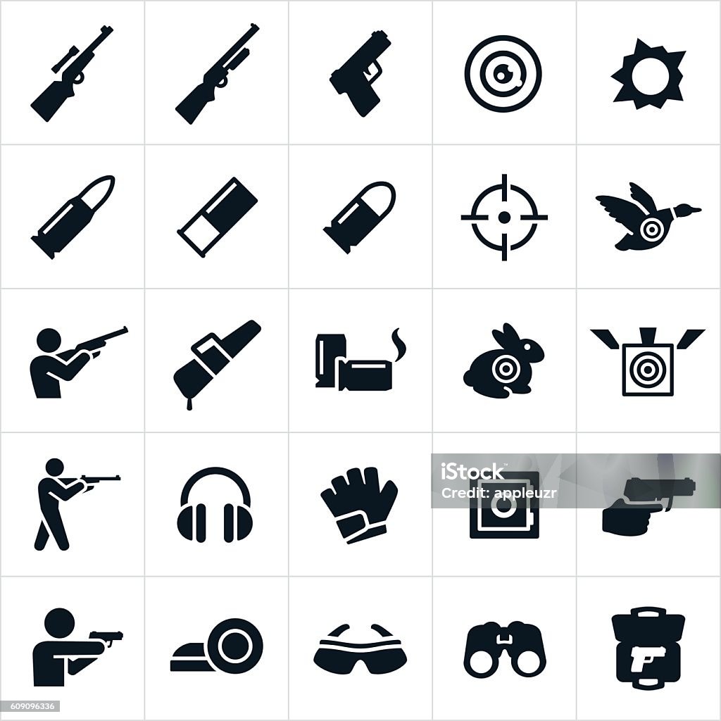 Shooting and Target Practice Icons - Royalty-free Simge Vector Art