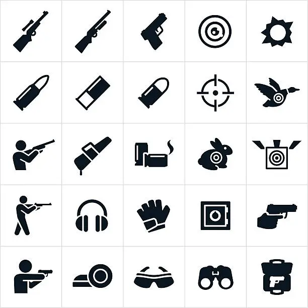 Vector illustration of Shooting and Target Practice Icons