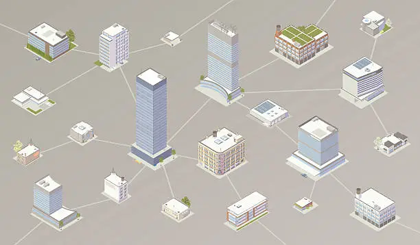 Vector illustration of Network of businesses illustration