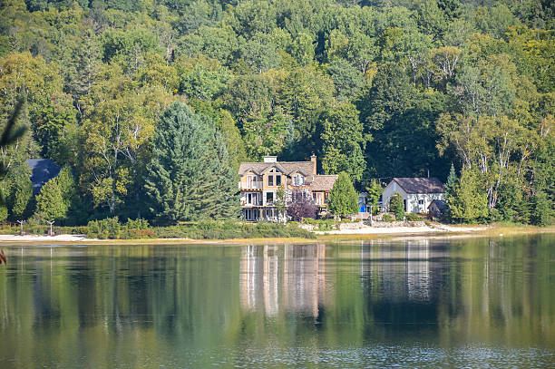 istock Wooden house at Lake 609424082