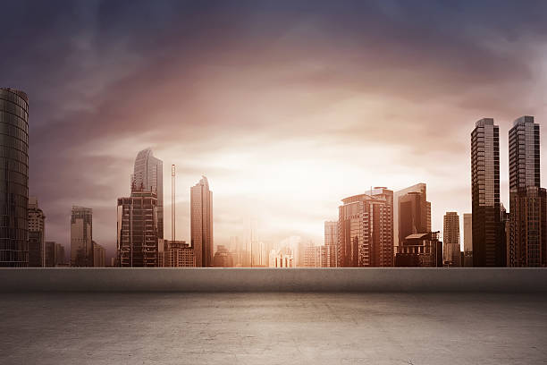 istock The rising sun shining on the buildings 609425522