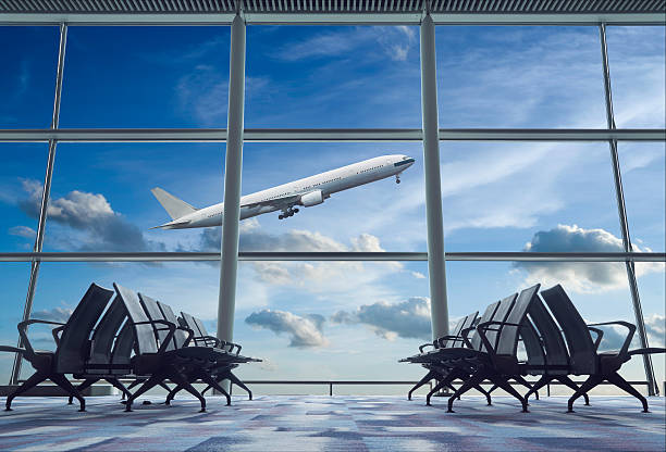 istock Airplane, view from airport terminal. 609435498