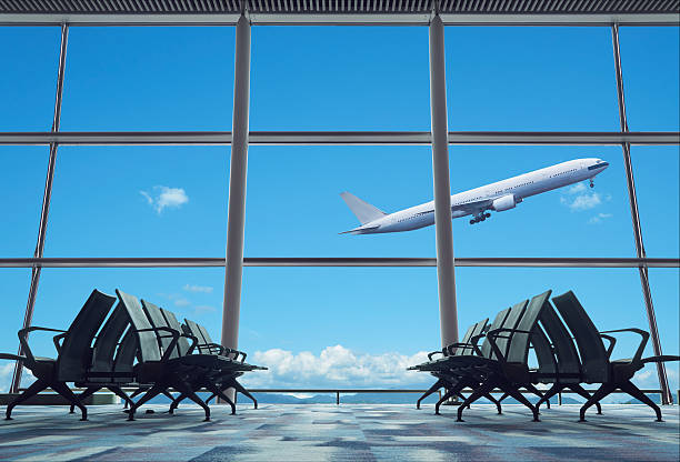 istock Airplane, view from airport terminal. 609435932