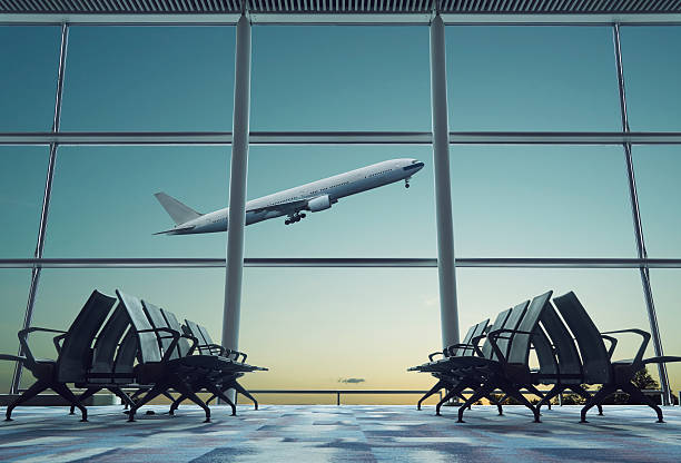 istock Airplane, view from airport terminal. 609435980