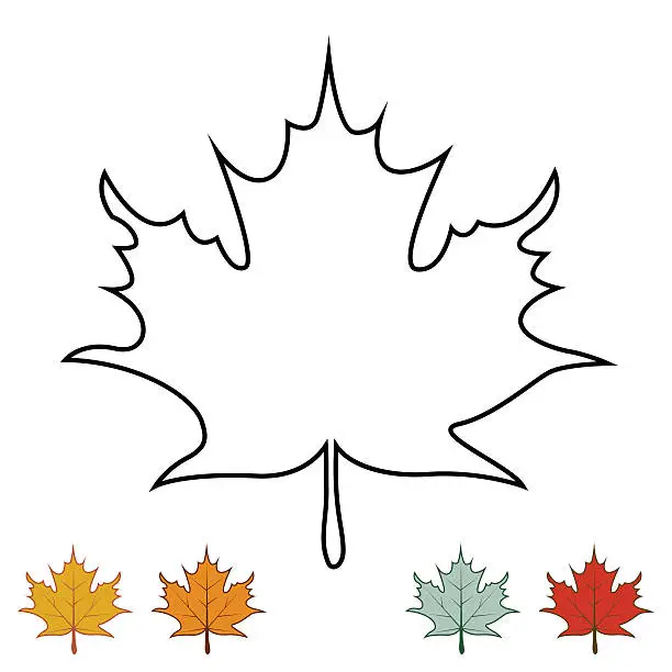 Vector illustration of Maple leaves silhouettes