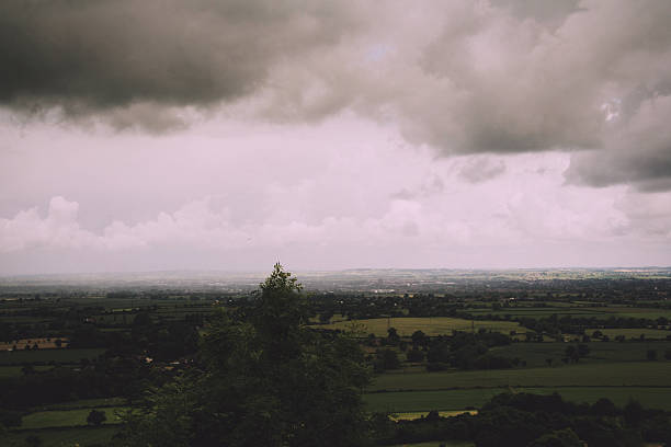 istock Cloudy view over the Chilterns in Buckinghamshire Vintage Retro 609441762